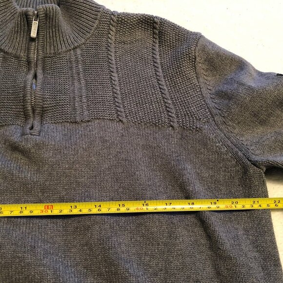 Ben Sherman 1/4 Zip pullover Sweater Men's XL, color grey, cable knit detail - Picture 2 of 8